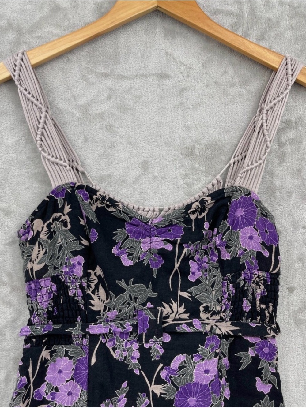 Free People VINTAGE Mini Dress with Purple Floral Print - Picture 4 of 7
